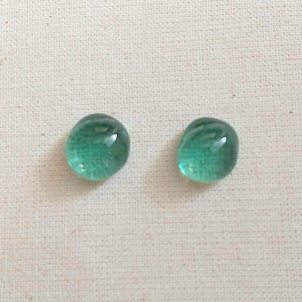 SOLD◆ハンドメイド ガラスピアス 爽やかグリーン 海 浮き玉カラー