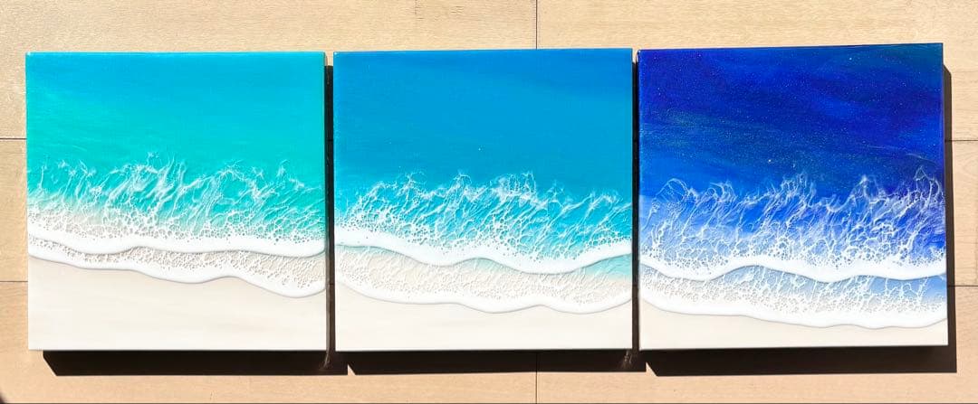 心をリセットしたい方へ　海アート　レジンアート　90cm（30cm角×3枚）