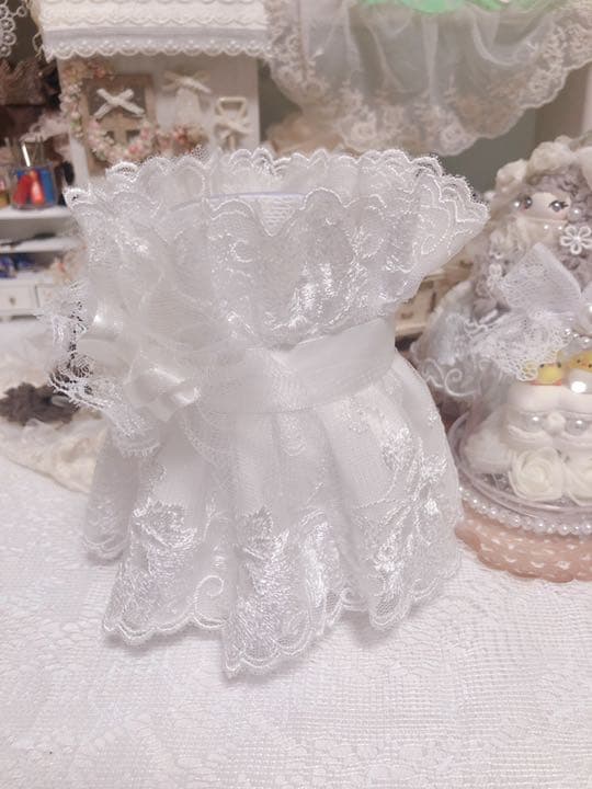 レースドレス形 小物立て ホワイト