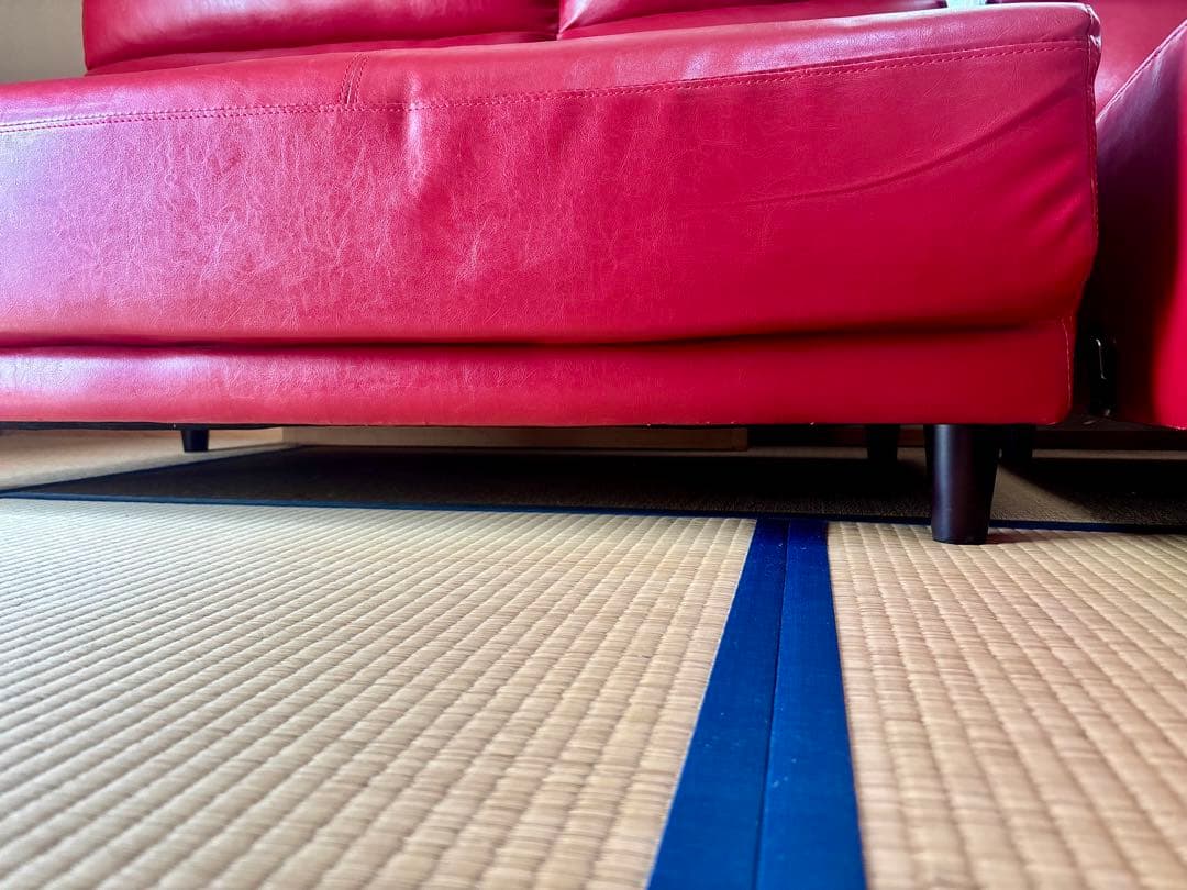 ‼️送料込み‼️【カウチ部分】今泉家具 中古 カウチソファ 赤 合皮 3人掛け