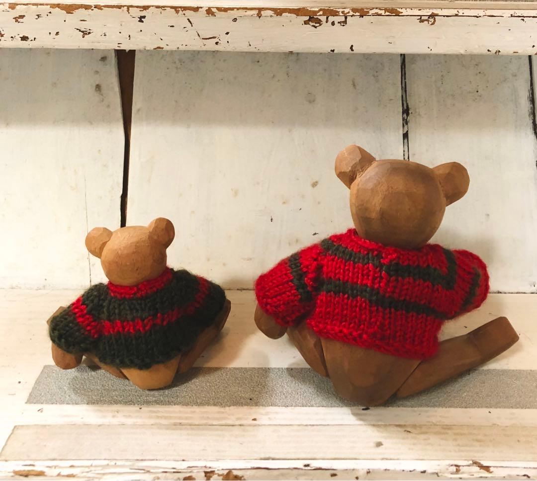 テディベア　木彫り　ヴィンテージ