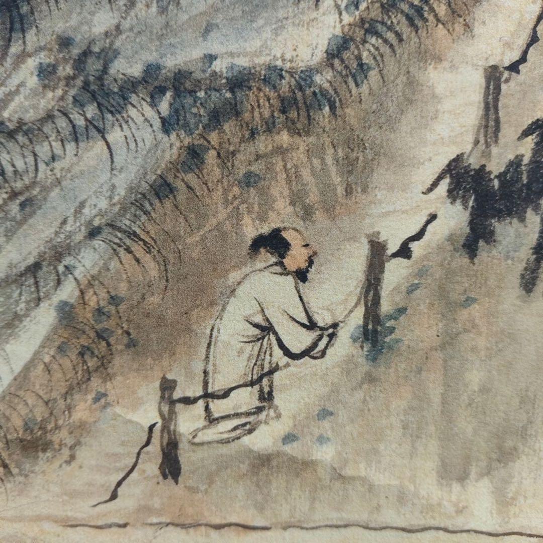 张大千 云壑高秋 中国画 掛け軸 水墨画 和室 玄関 茶室 壁掛け 美術品