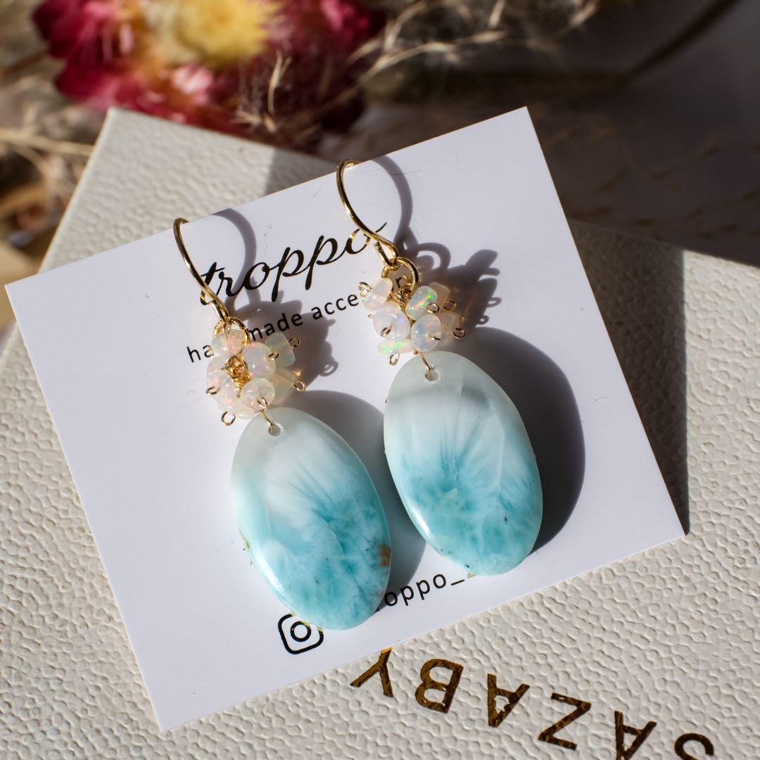 14kgfラリマーピアス/イヤリング