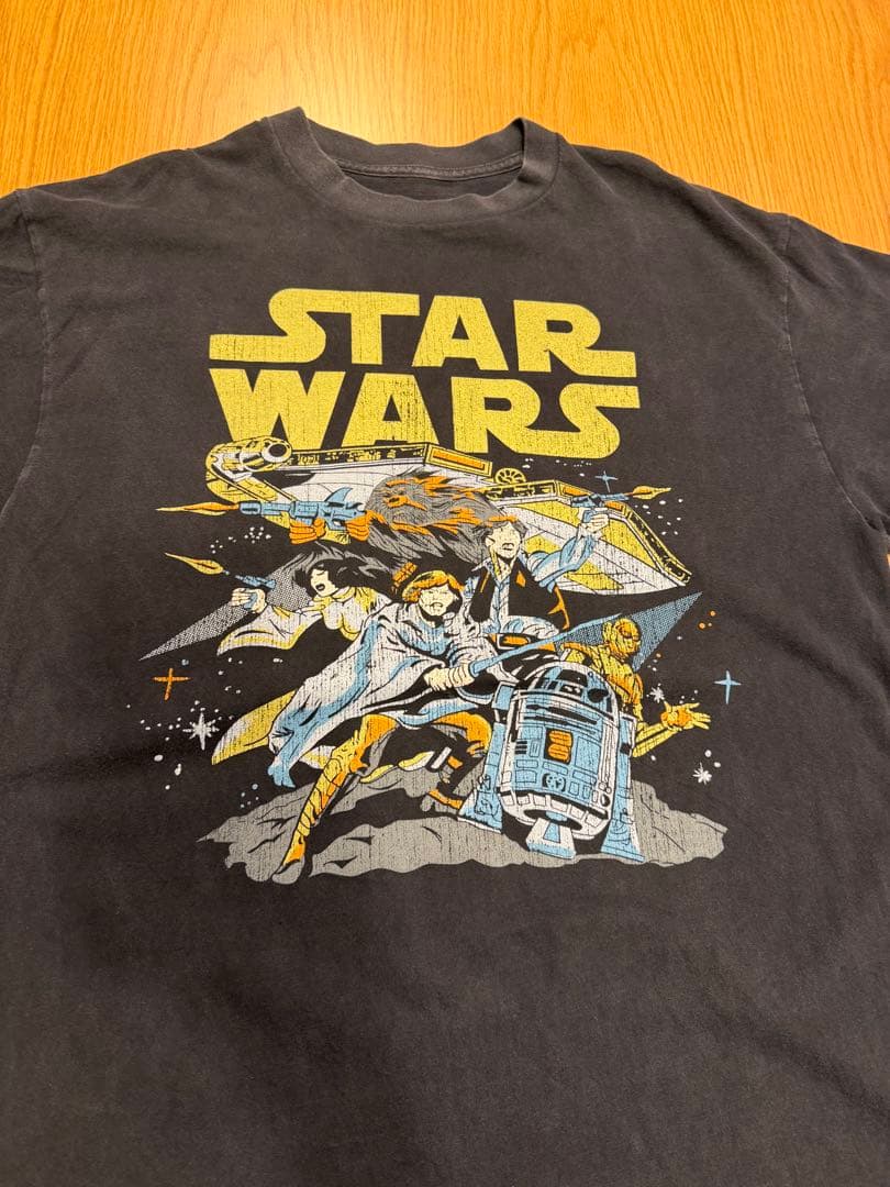90s スターウォーズ Tシャツ両面フルカラープリント 墨黒ヴィンテージ L相当