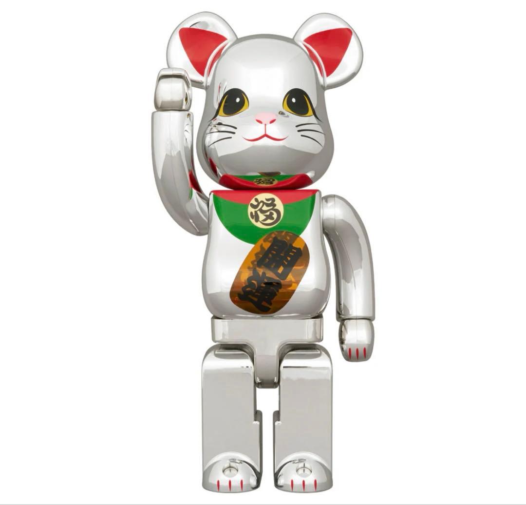 BE@RBRICK 招き猫 開運 銀メッキ 発光 400％
