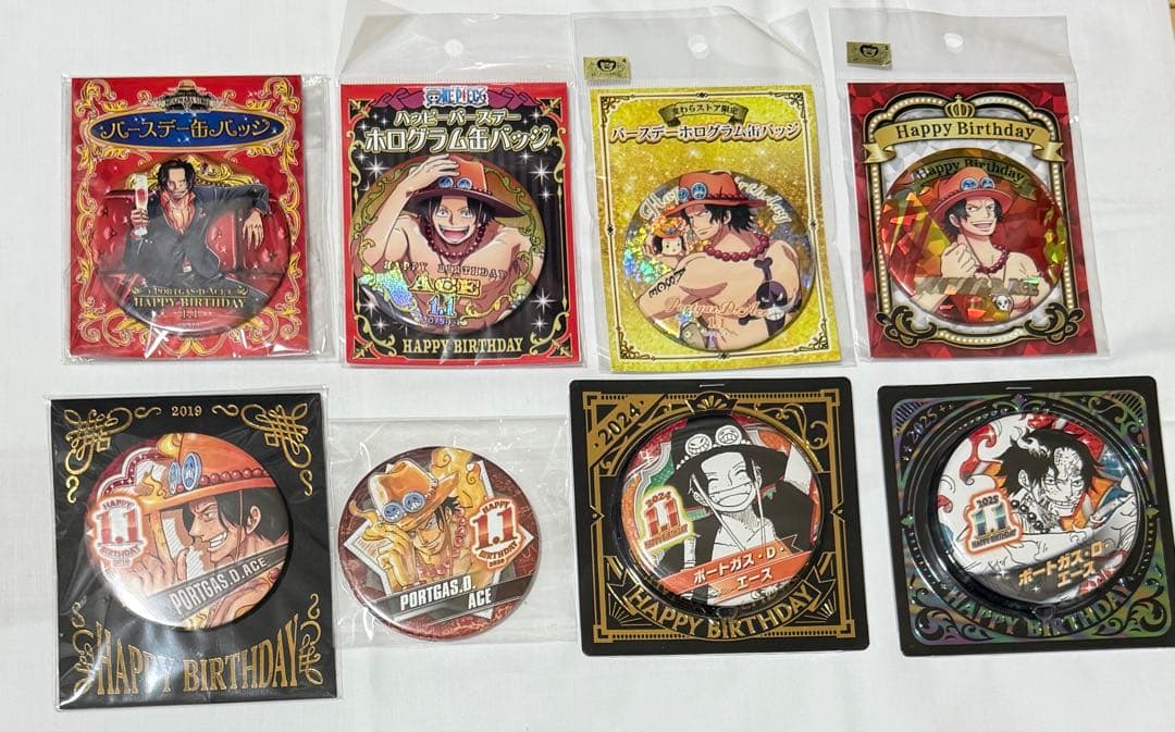 ワンピース　エース　バースデー缶バッジ